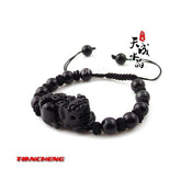 INPHIC-天然水晶 黑曜石8mm圓珠加貔貅雕刻手編手鏈 避邪轉運 招財防小人